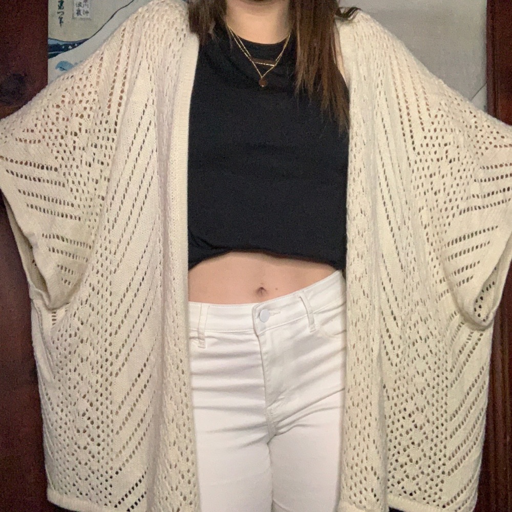 Knit short sleeve over sized cardigan